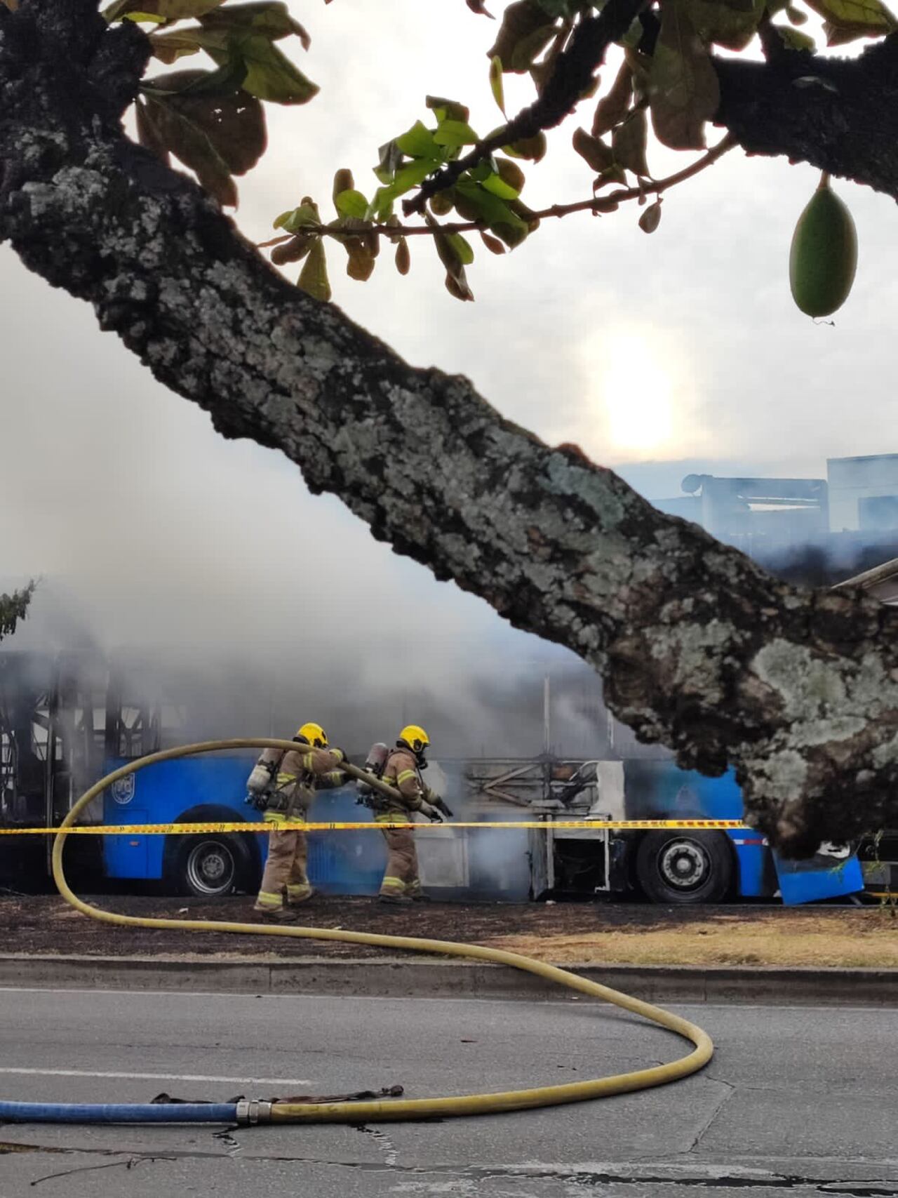 Un bus del MIO se incendió en plena avenida