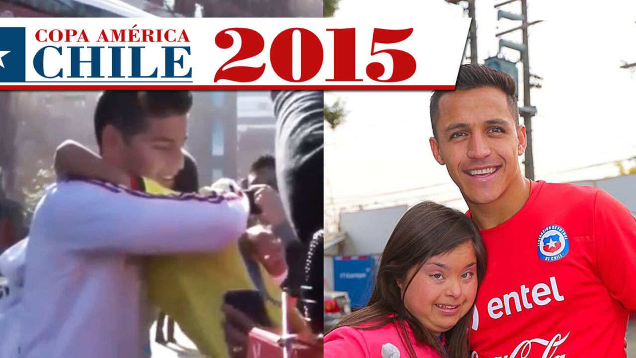 James Rodríguez y Alexis Sánchez con dos seguidores.