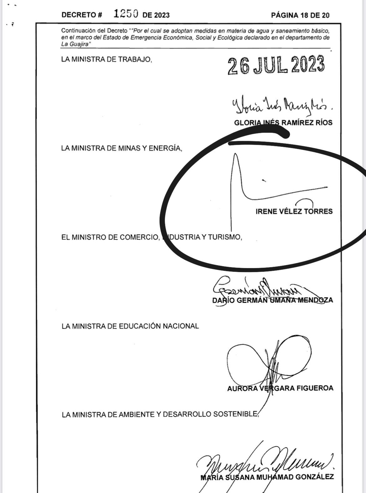 Decreto del Gobierno sobre la emergencia económica en La Guajira