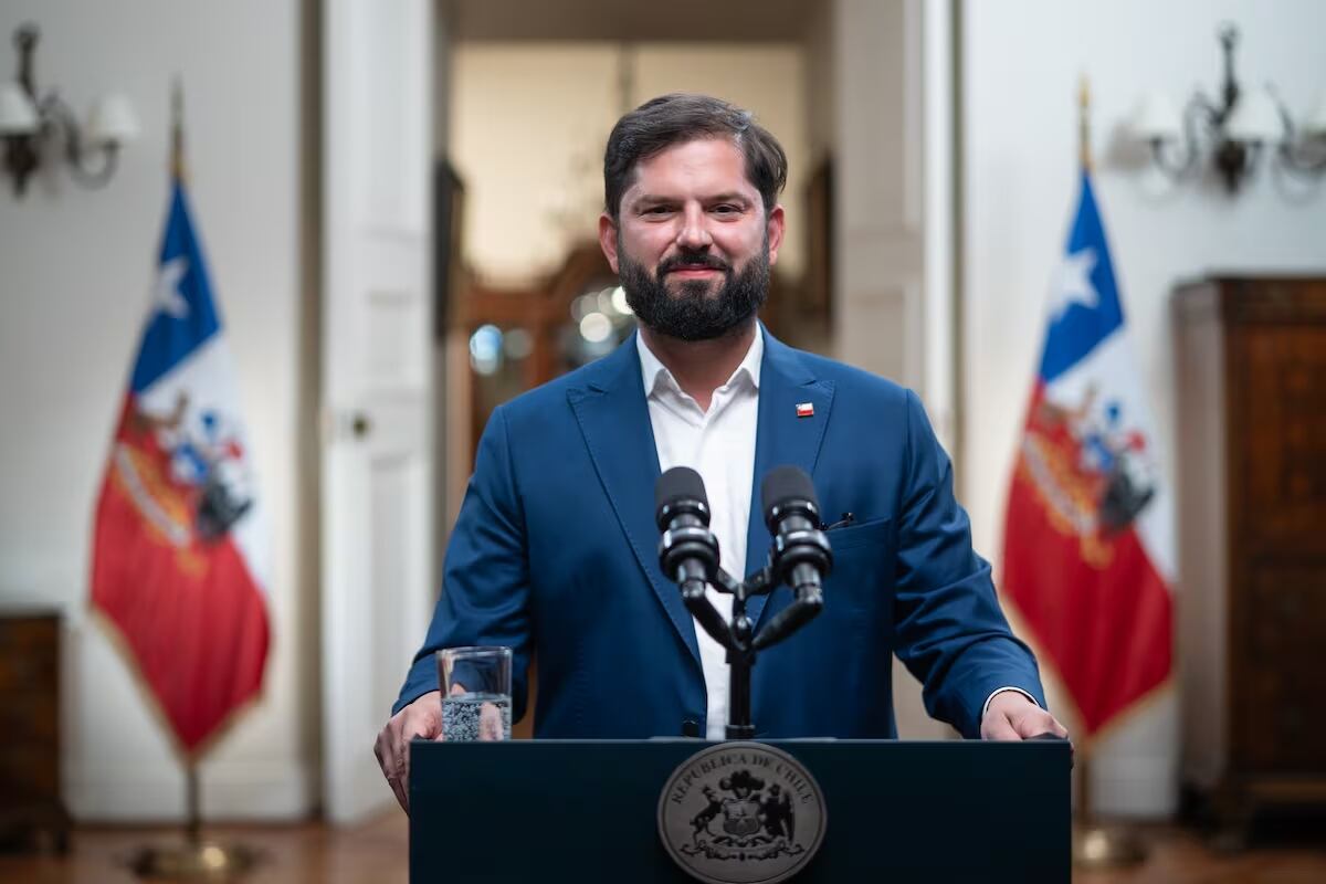 Gabriel Boric en su último discurso como presidente de Chile.