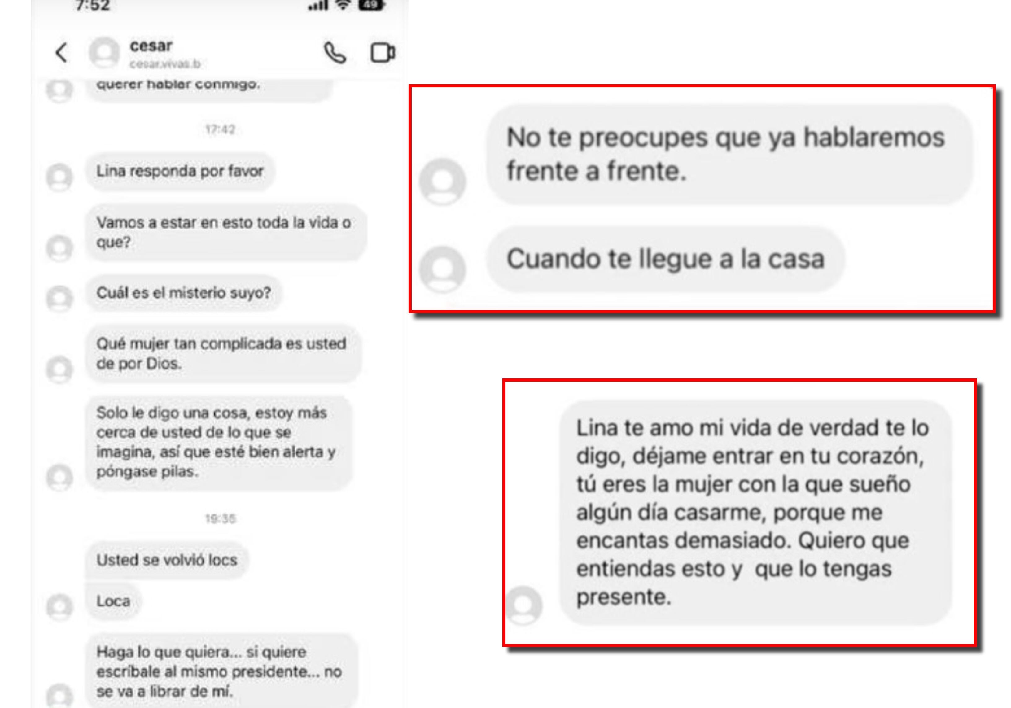 César ha creado más de 70 perfiles falsos en Instagram para enviar mensajes amenazantes a Lina.