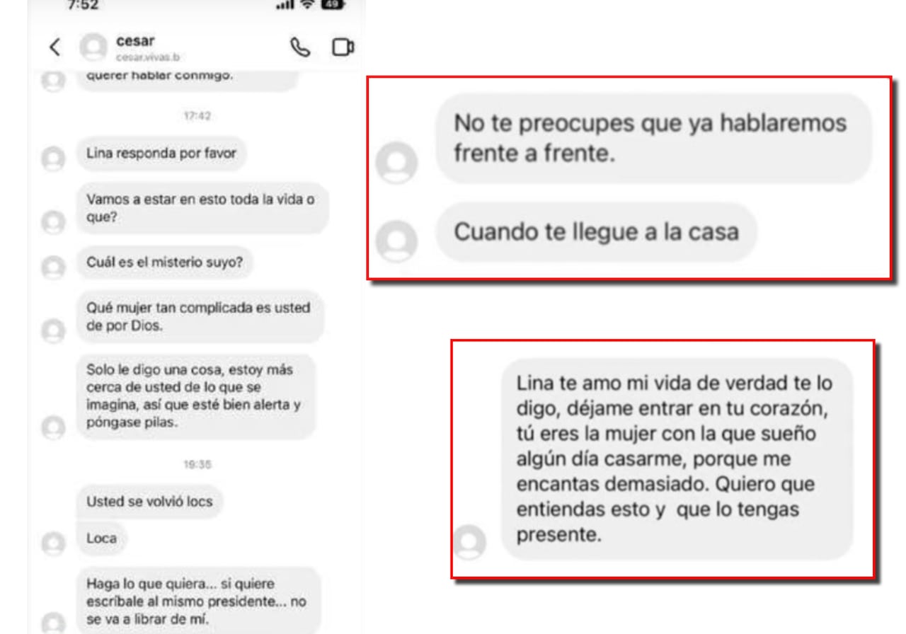 César ha creado más de 70 perfiles falsos en Instagram para enviar mensajes amenazantes a Lina.