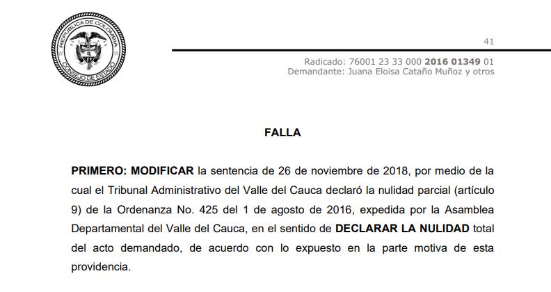 Decisión del Consejo de Estado.