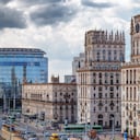 Junio de 2019 – Vista aérea del complejo arquitectónico Puertas de Minsk, Bielorrusia