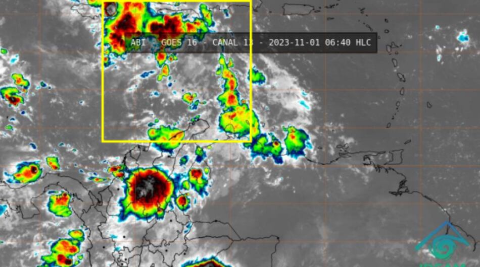 Perturbación atmosférica en el oriente del mar Caribe.