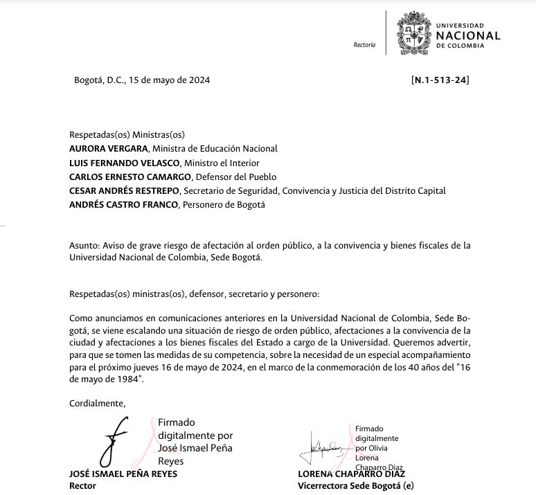 Protestas en Universidad Nacional