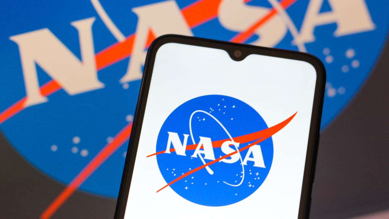 CANADA - 2025/01/22: In this photo illustration, the National Aeronautics and Space Administration (Nasa) logo is seen displayed on a smartphone screen. (Photo Illustration by Thomas Fuller/SOPA Images/LightRocket via Getty Images)