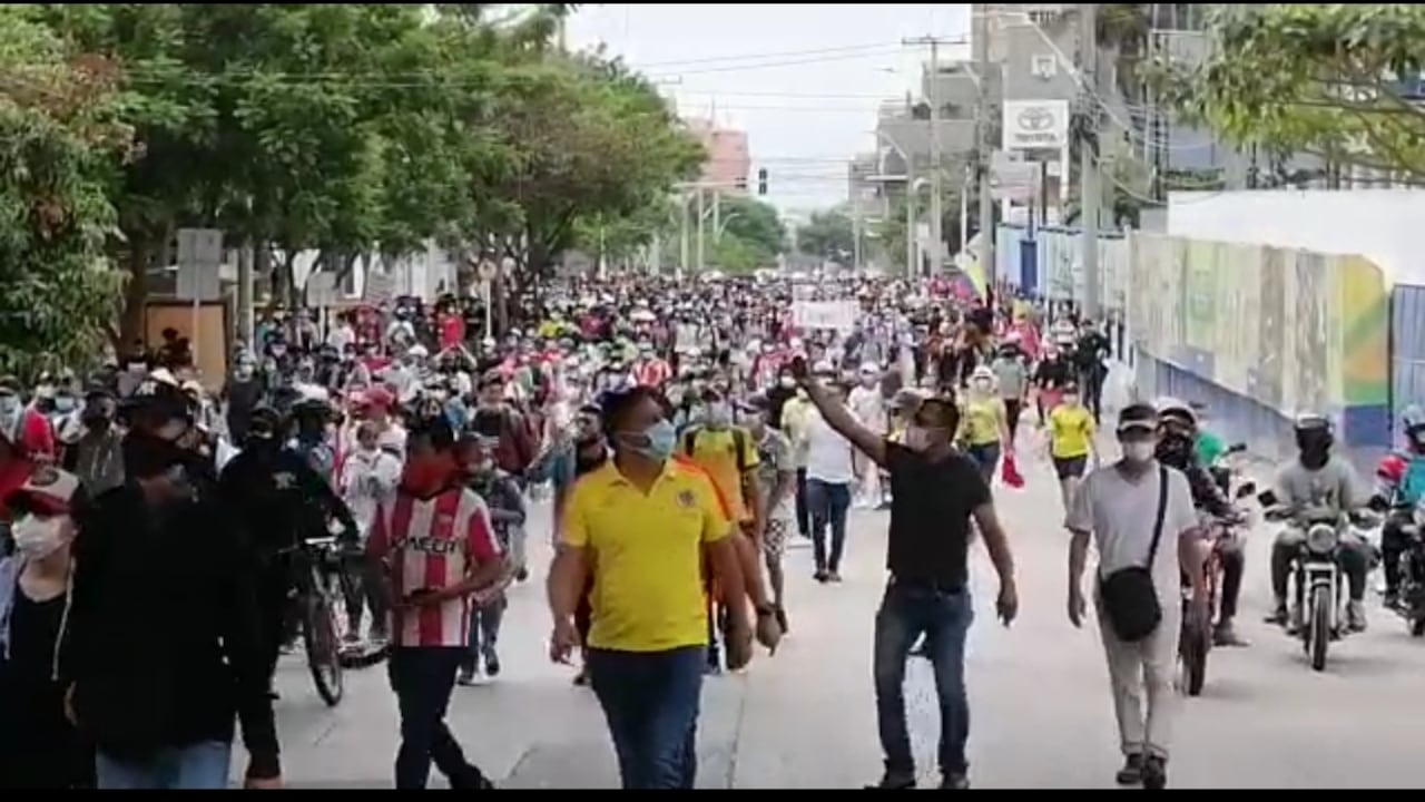 Imagen de la movilización en una zona de la capital del Atlántico.