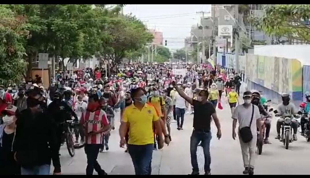 Imagen de la movilización en una zona de la capital del Atlántico.