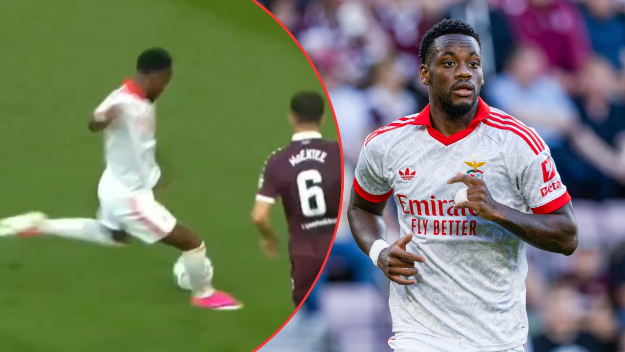 Jhon Jáder Durán mandó fuera del arco una opción manifiesta de gol con Benfica