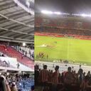 Los desmanes se produjeron al final del primer tiempo por la fecha 8 de la Liga Betplay