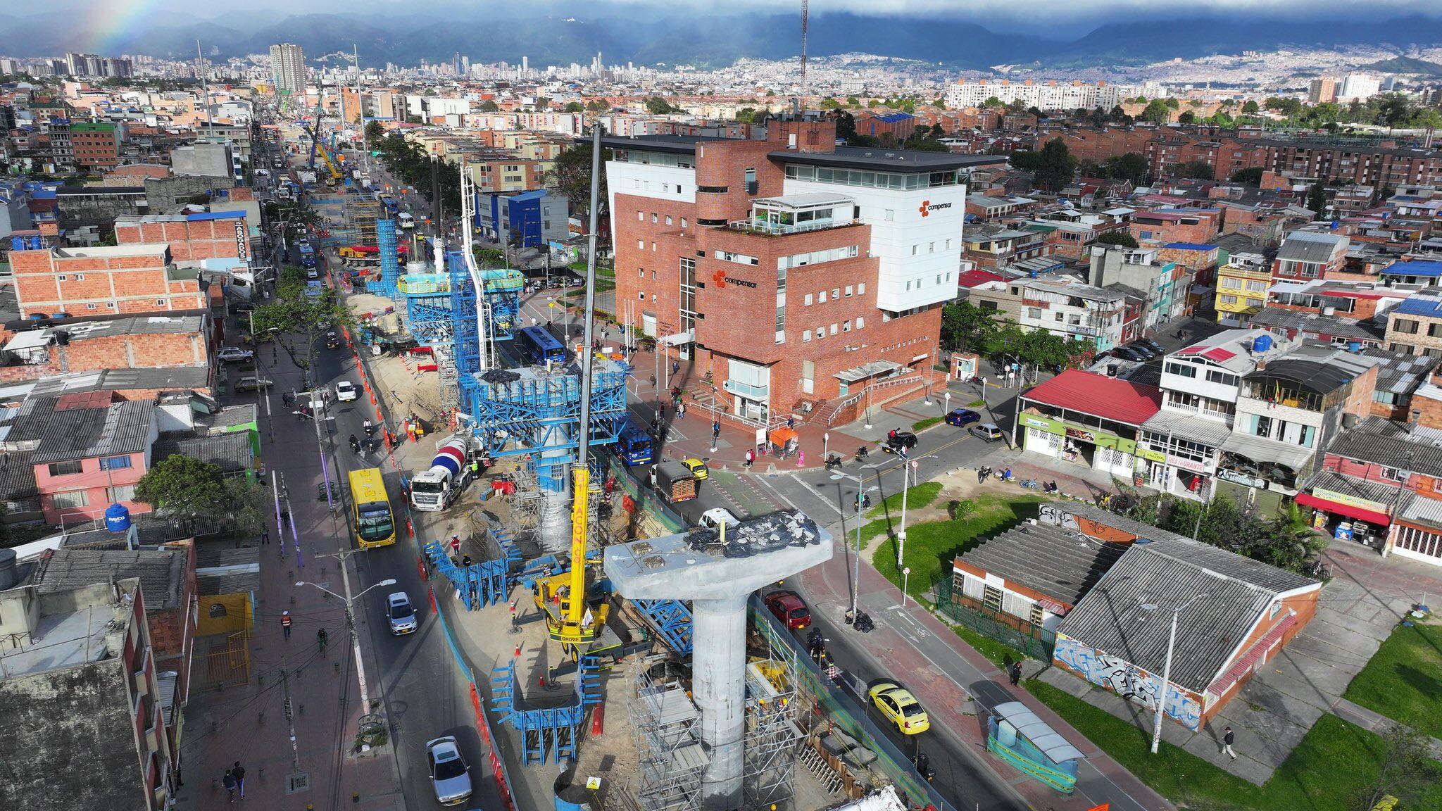 Obra de la subestructura del tramo 2 de la Línea 1 del Metro de Bogotá.