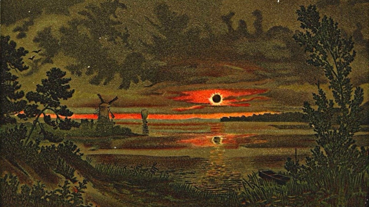 Eclipse total de Sol (suele datarse en 1897) del artista y astrónomo alemán Wilhelm Kranz.