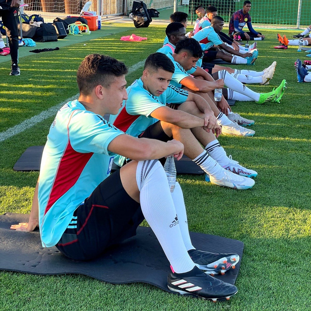 Daniel Luna y Gustavo Puerta durante un entrenamiento de Colombia