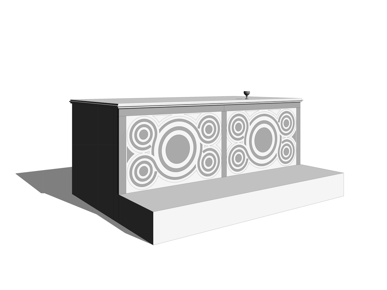 Reconstrucción digital preliminar del altar mayor de los cruzados. Diseñado por Roy Elbag.