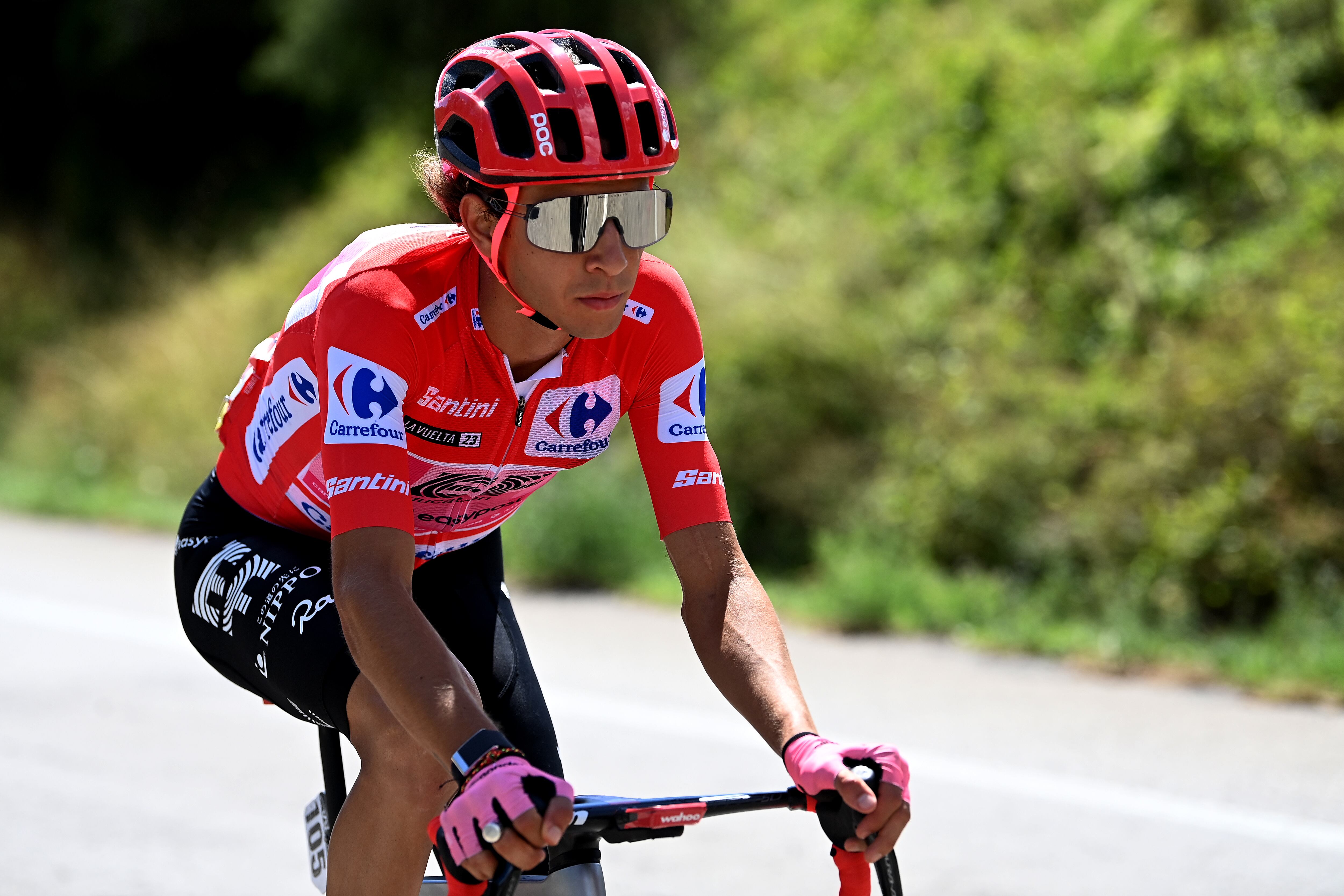 ARINSAL, SPAIN - AUGUST 28: Andrea Piccolo of Italy and Team EF Education-EasyPost - Red Leader Jersey competes during the 78th Tour of Spain 2023, Stage 3 a 158.5km stage from Súria to Arinsal 1911m/ #UCIWT / on August 28, 2023 in Arinsal, Andorra. (Photo by Tim de Waele/Getty Images)