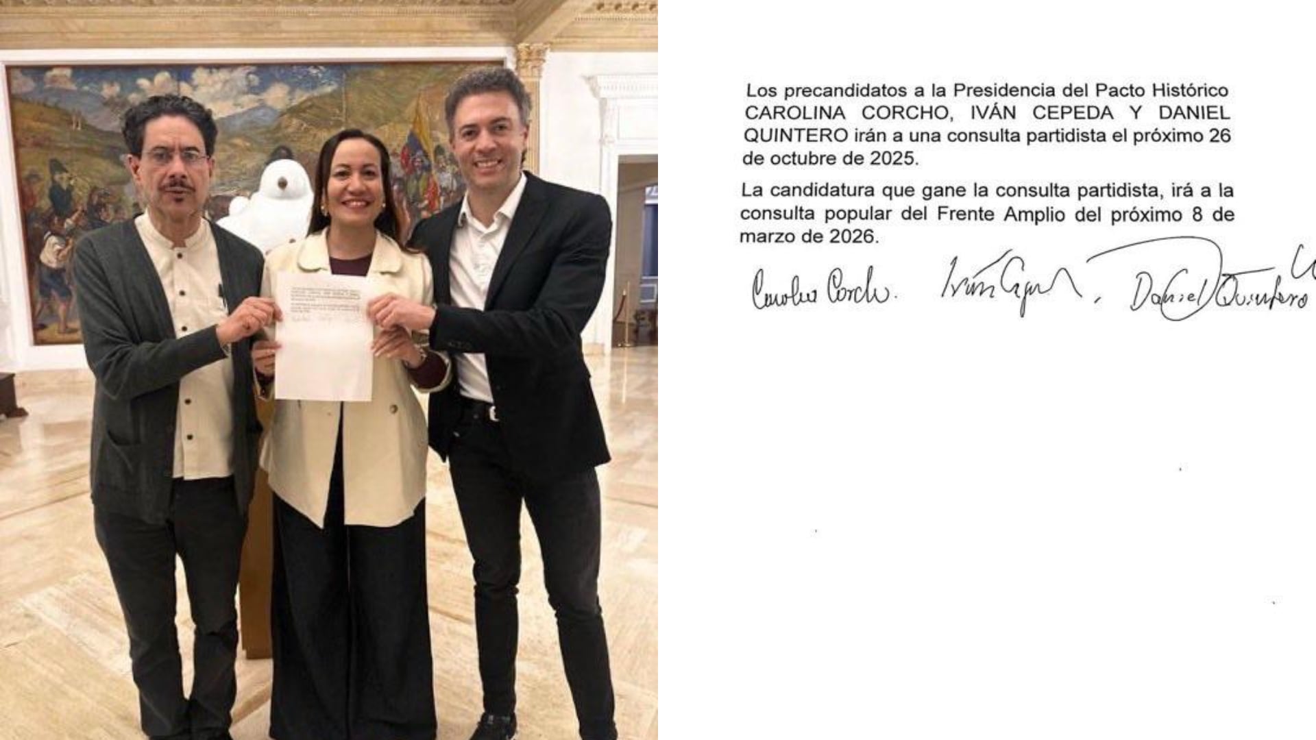 Los precandidatos firmaron un documento.