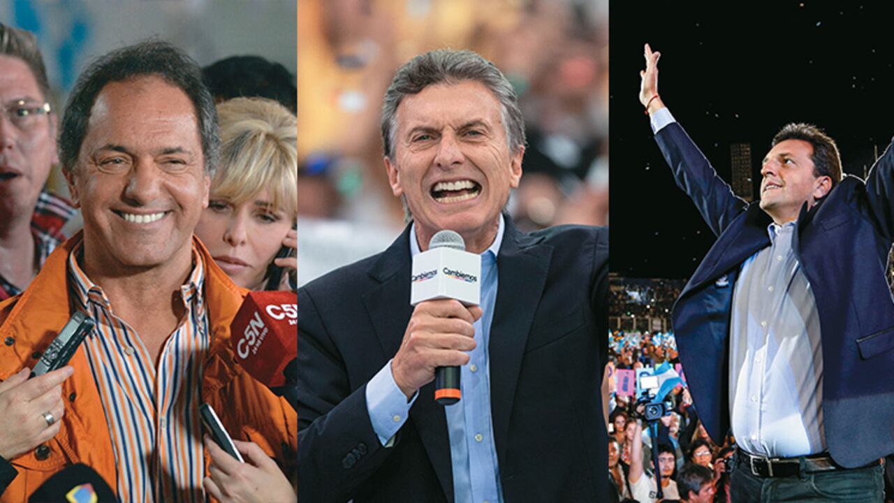 Daniel Scioli, Mauricio Macri y Sergio Massa.