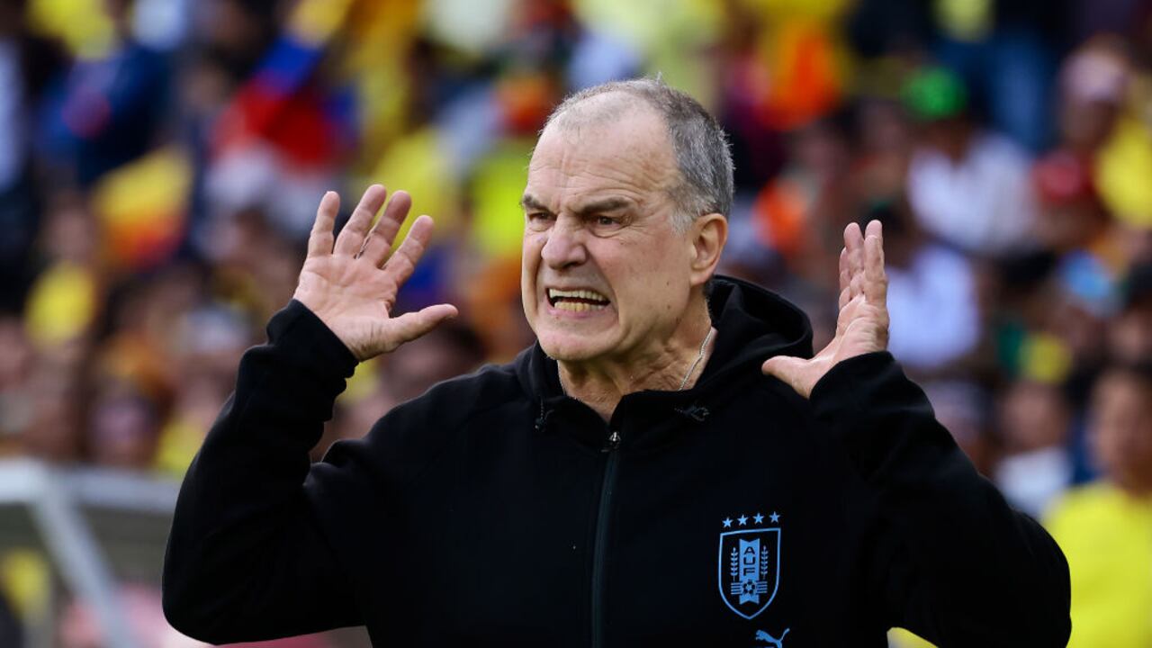 QUITO, ECUADOR - SEPTEMBER 12: Marcelo Bielsa, head coach of Uruguay, reacts during a FIFA World Cup 2026 Qualifier match between Ecuador and Uruguay at Estadio Rodrigo Paz Delgado on September 12, 2023 in Quito, Ecuador. (Photo by Franklin Jacome/Getty Images)