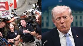 El presidente Donald Trump habló con los astronautas, felicitándolos y señalando que pronto será Marte.