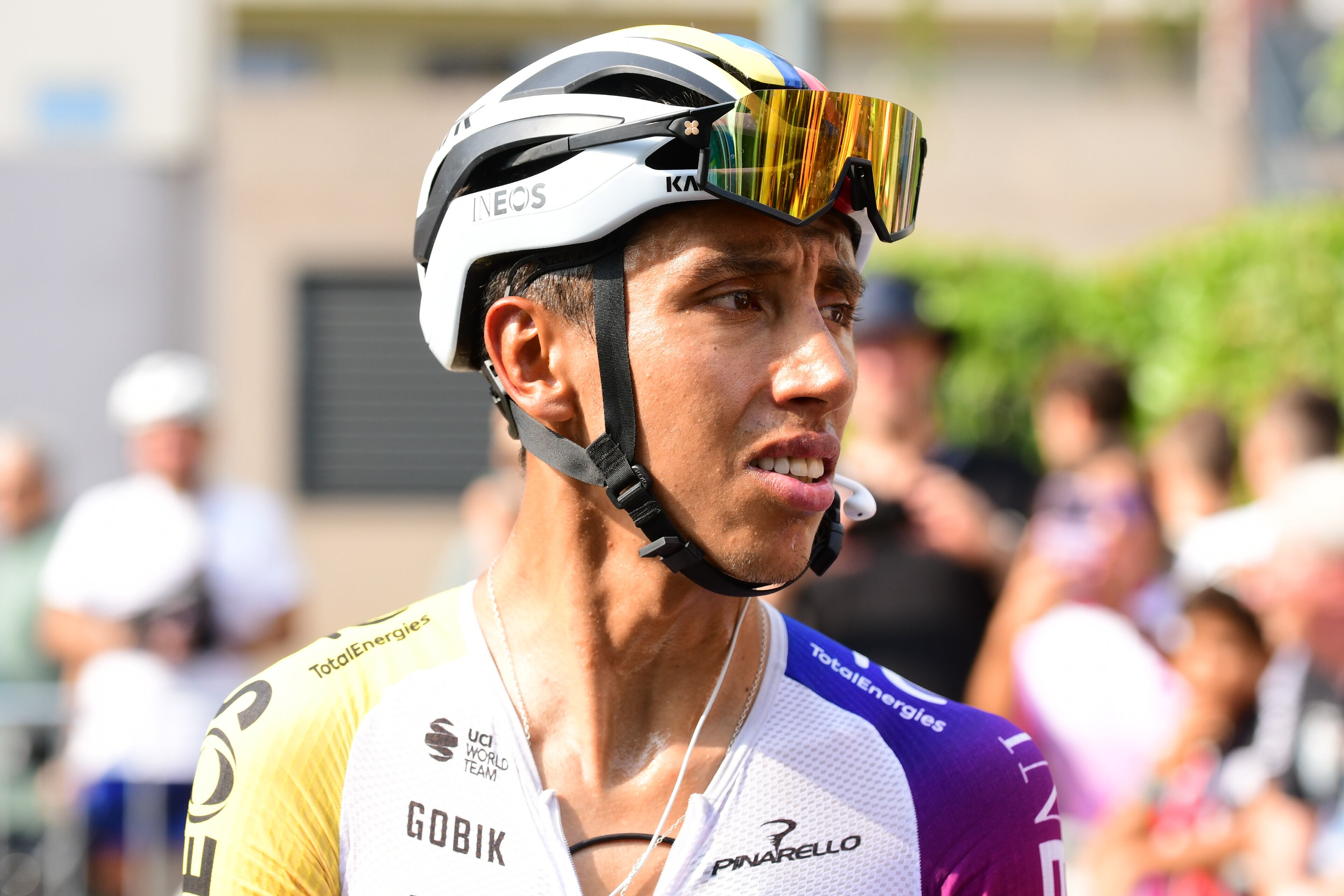Egan Bernal participates in stage 4 between Susa and Voiron of the La Vuelta cycling race in Voiron, France, on August 26, 2025. (Photo by Romain Doucelin/NurPhoto via Getty Images)