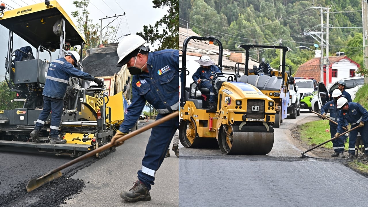 Obras en la vía Cajicá-Tabio.
