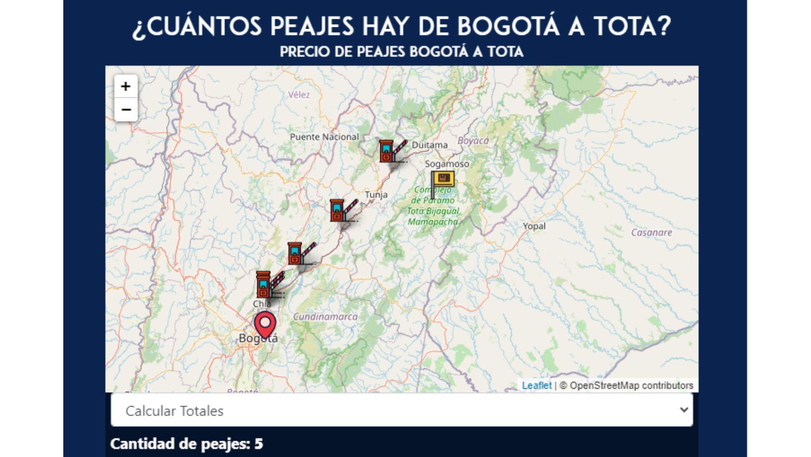¿Cuántos peajes hay para llegar al Lago de Tota desde Bogotá?