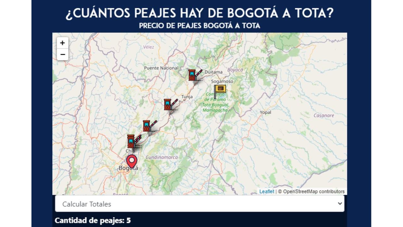 ¿Cuántos peajes hay para llegar al Lago de Tota desde Bogotá?