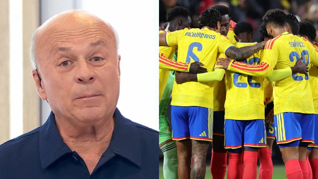 Carlos Antonio Vélez y jugadores de la Selección Colombia.