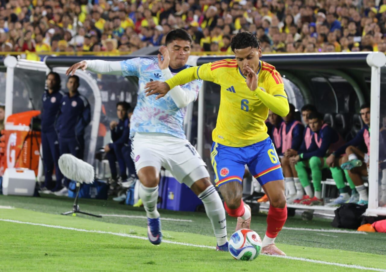 Richard Ríos en el amistoso de Colombia vs. Costa Rica en Bogotá.