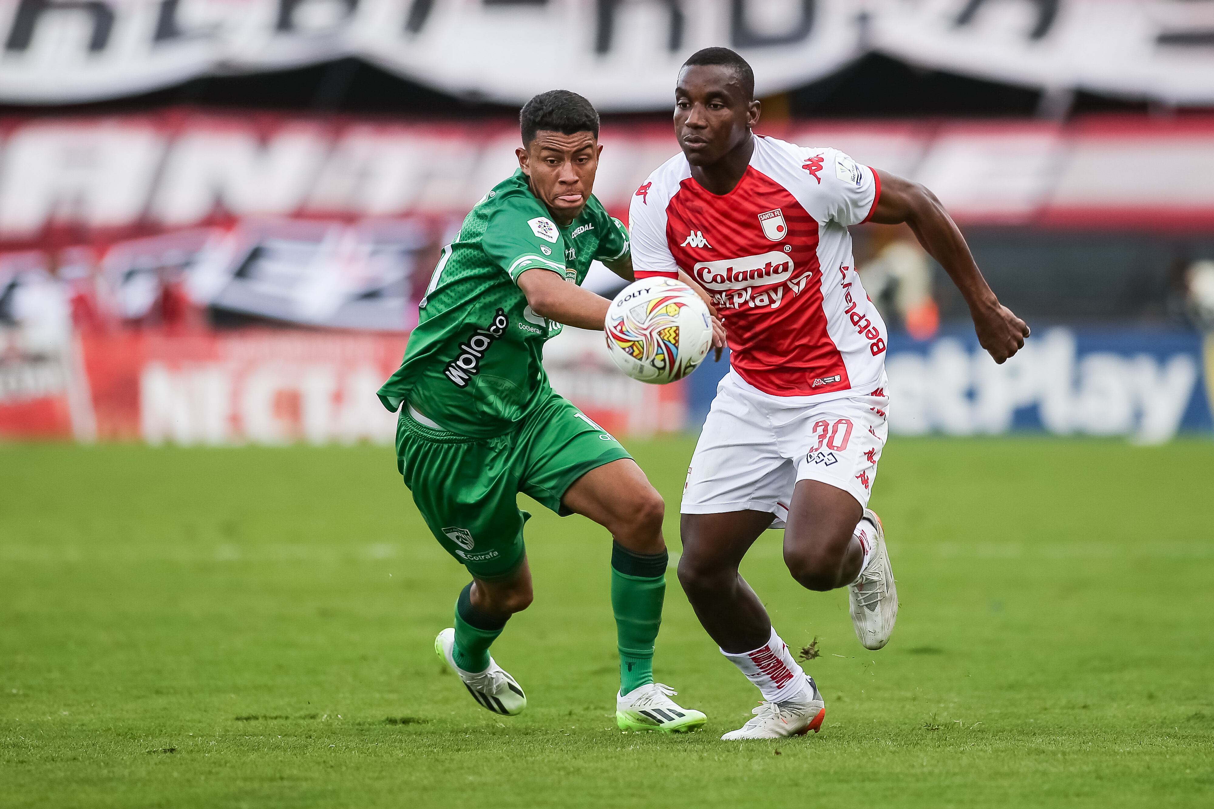 Bogotá. Agosto 12 de 2023. Independiente Santa Fe enfrenta a La Equidad, por la quinta fecha de la liga BetPlay, en el estadio El Campin.(Colprensa-John Paz)