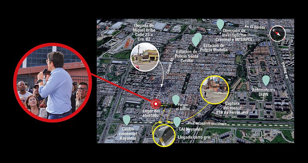el atentadoEl recorrido que tomó para llegar al lugar fue el mismo de la huida, por el parque El Golfito para salir a la vía del Ferrocarril. Le dijeron que una moto lo esperaría. 