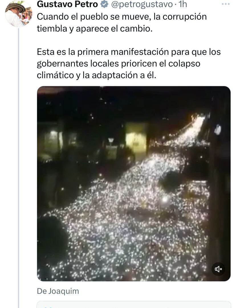 El presidente Gustavo Petro volvió a caer en fake news, al publicar un video de protestas en España con mensaje contra la corrupción, pero resultó ser una marcha de 2017.