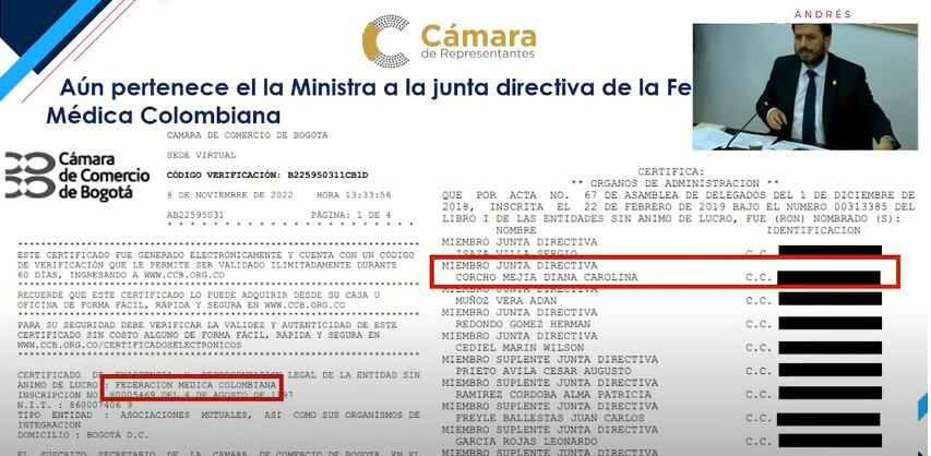 Debate de control político a la ministra de Salud, Carolina Corcho