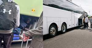 Inmigrantes en bus escolar.