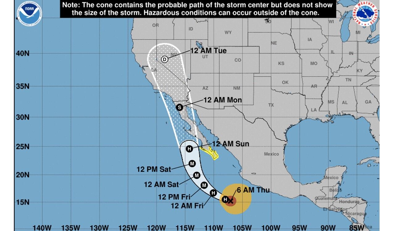 Esta es la trayectoria estipulada del huracán Hilary