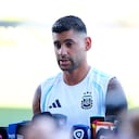 KANSAS CITY, KANSAS - JULY 10: Cristian Romero #13 of Argentina attends a training session one day ahead of the FIFA World Cup 2026 Quarter Final match at Sporting Kansas City Training Centre on July 10, 2026 in Kansas City, Kansas. (Photo by Kyle Rivas/Getty Images)