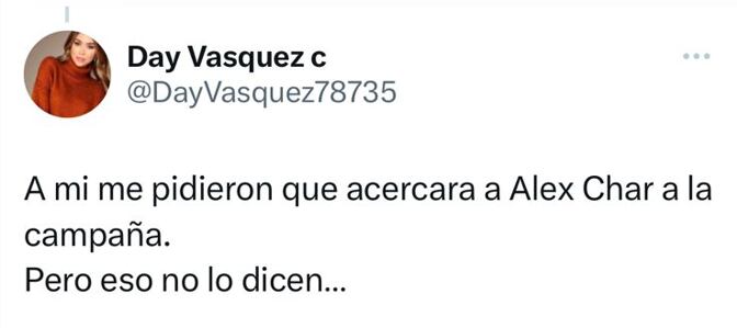 Este fue el mensaje de Day Vásquez a través de Twitter.