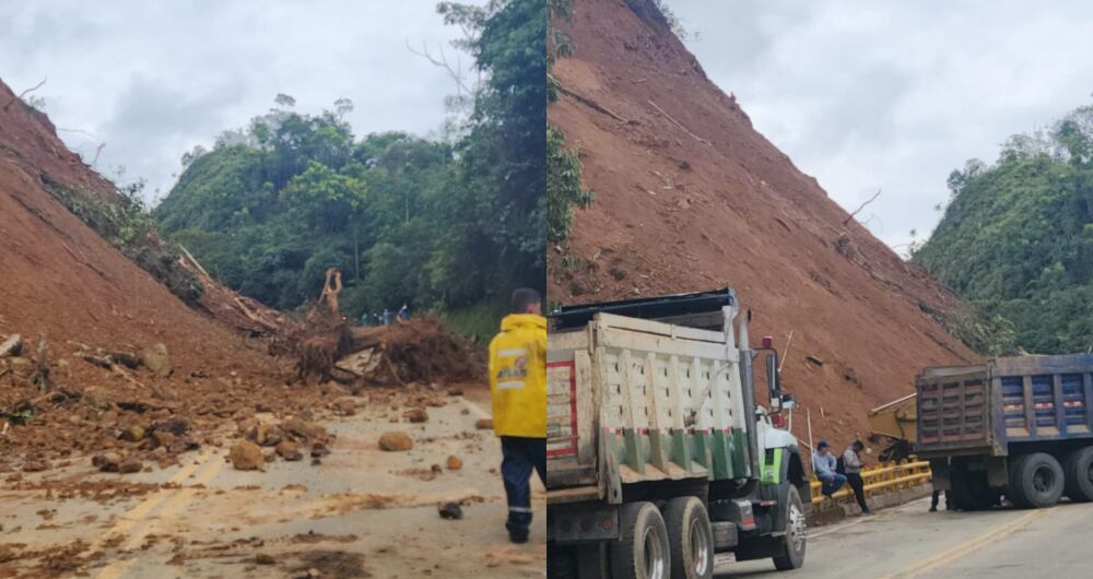 Movimiento en masa sobre la autopista Medellín - Bogotá.