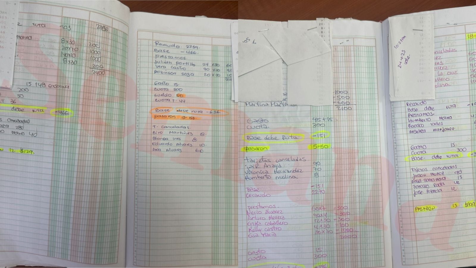 Libros contables a mano obtenidos por SEMANA.