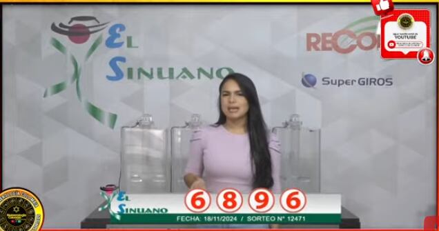 Resultados del sorteo 12471 de la Lotería El Sinuano Día.