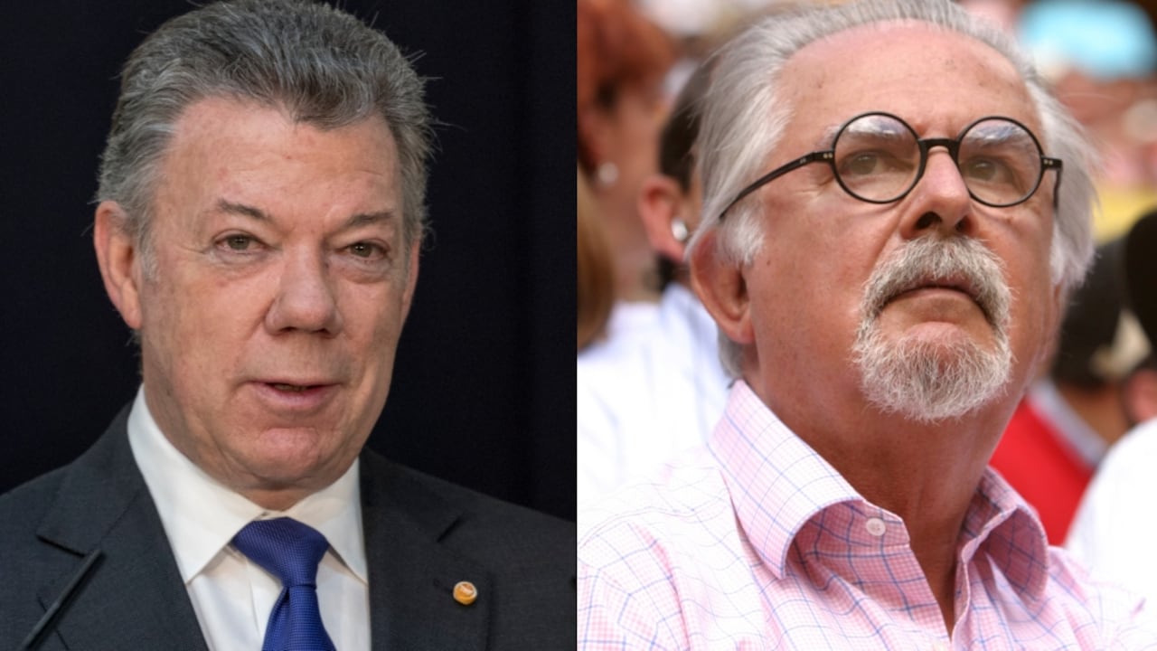 De izquierda a derecha: Juan Manuel Santos y Fernando Botero.