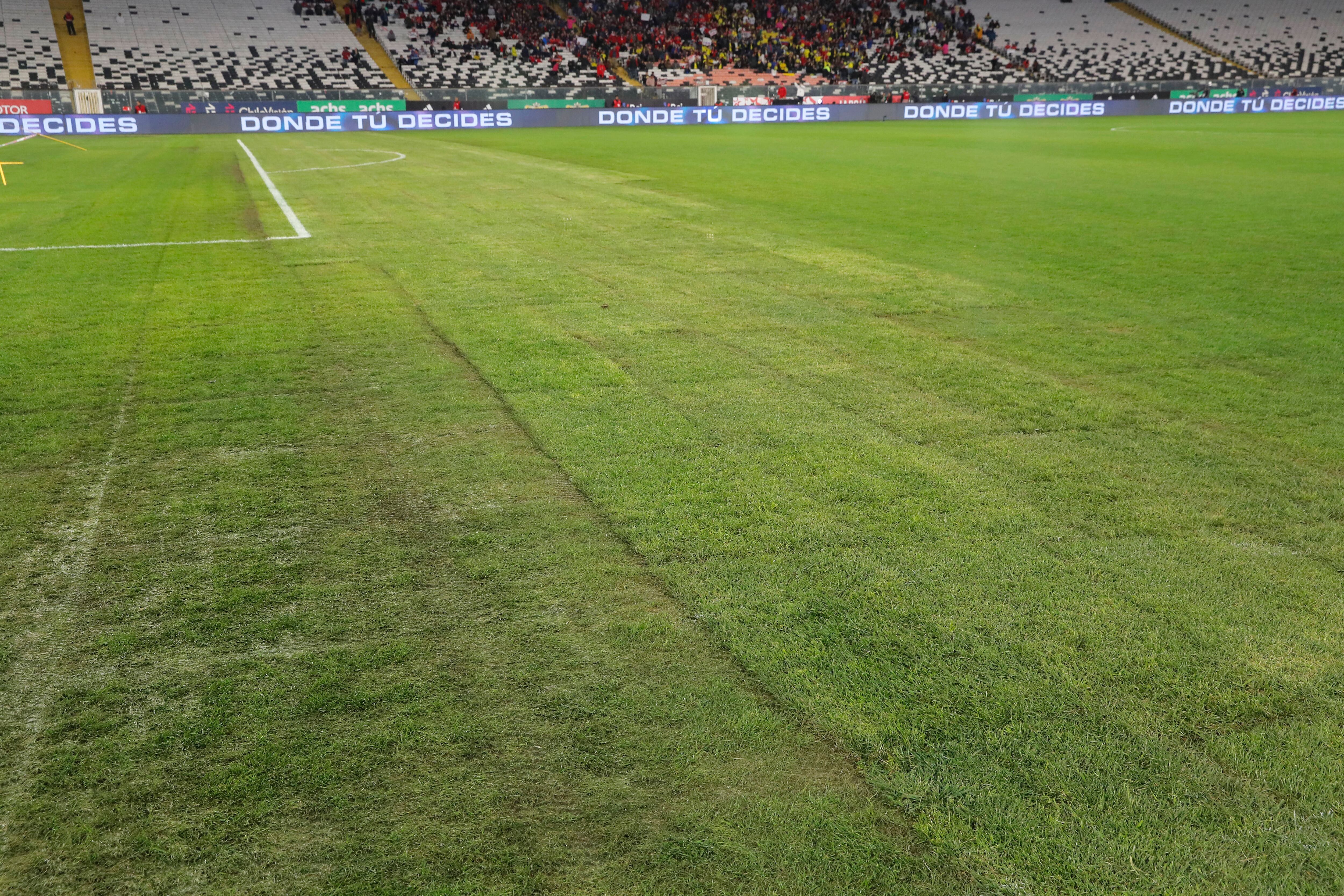 Estado del césped del estadio Monumental.