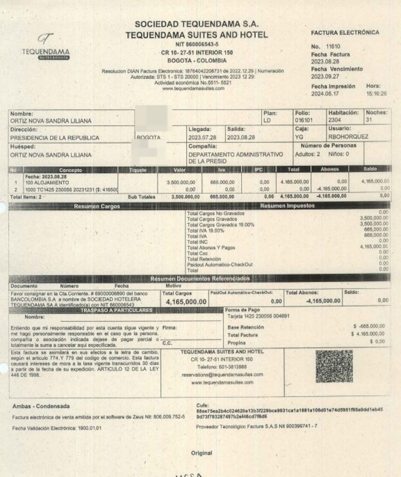 Las pruebas contra Sandra Ortiz.