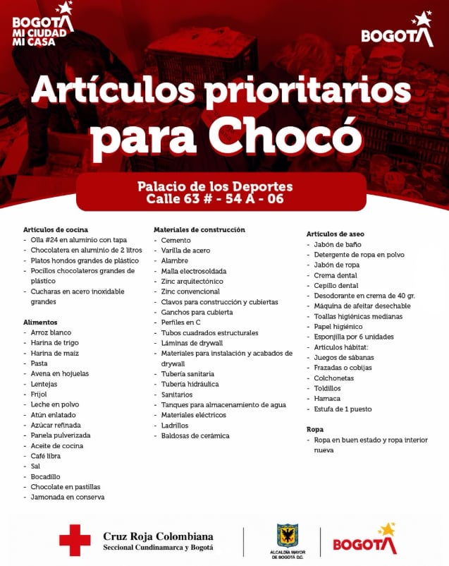 Las autoridades publicaron una lista con los insumos que más se requieren en las zonas afectadas.