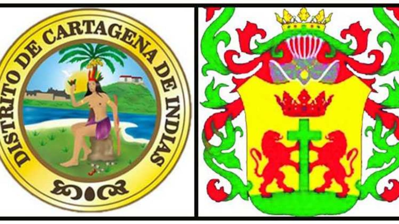 A la izquierda el escudo de 1811 y a la derecha el de 1574 que retomó el alcalde Vélez.