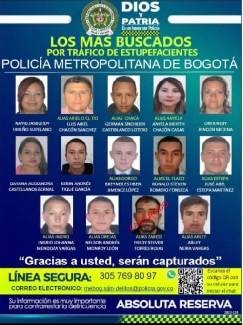 Nayid Jasbleidy Irreño Supelano alias Jasbleidy, aparece en el cartel de los más buscados por la Policía de Bogotá.