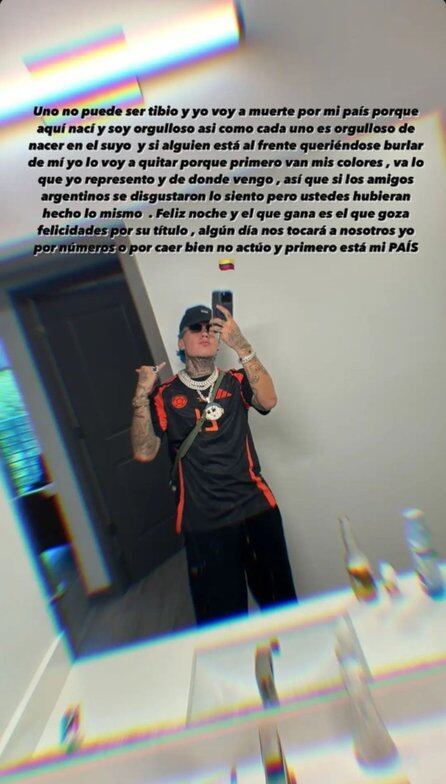 Blessd se defendió tras polémica con un hincha de Argentina en el último partido la Copa América.