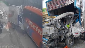 El momento exacto del siniestro y como quedó uno de los vehículos involucrados.