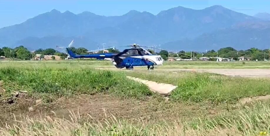 En este helicóptero será trasladado el papá del futbolista Luis Díaz. Arrancó el proceso de liberación